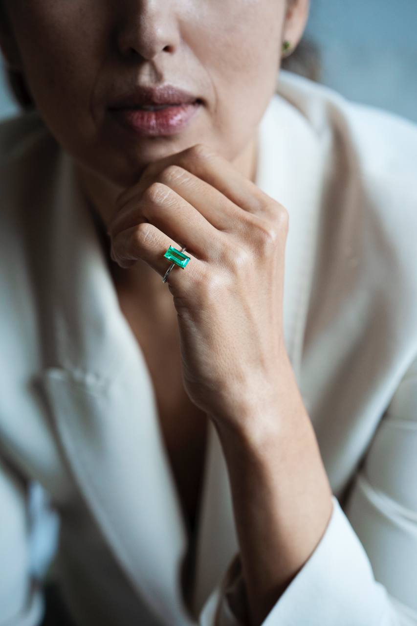 a ring with green gemstone